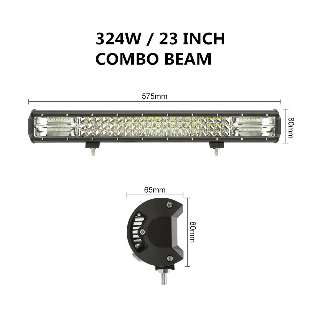 4, 5, 7, 8, 15 20 23 28 33 дюйма внедорожный светодиодный светильник баров комбо балка светодиодный автомобиль Подсветка для грузовиков, внедорожников, квадроциклов, наводненных грузовых автомобилей 4x4 4WD 12V 24V - Цвет: 324W 23inch Combo