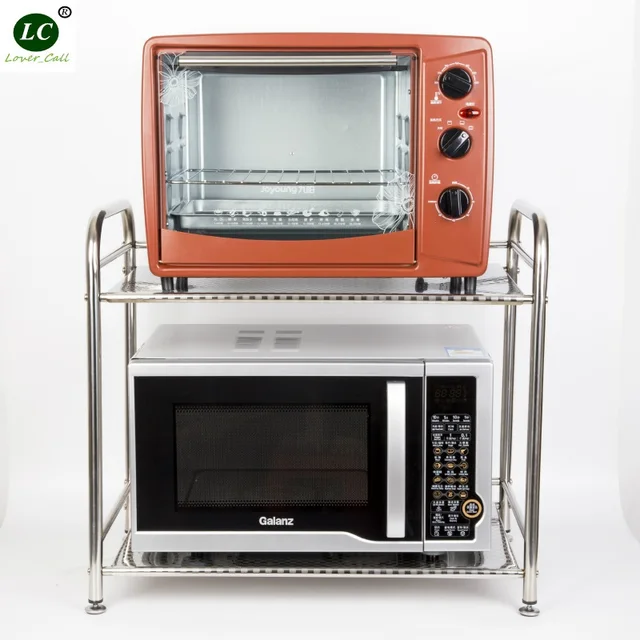 Kitchen Supplies Shelf 2 Layer Stainless Steel Microwave Kitchen Supplies Shelf 2 Layer Stainless Steel Microwave Storage Rack Oven