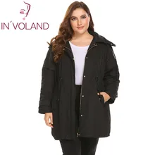 IN'VOLAND размера плюс L-4XL женская теплая куртка Зима Весна пуховик повседневное съемное с капюшоном утолщенное большое пальто больше размера d