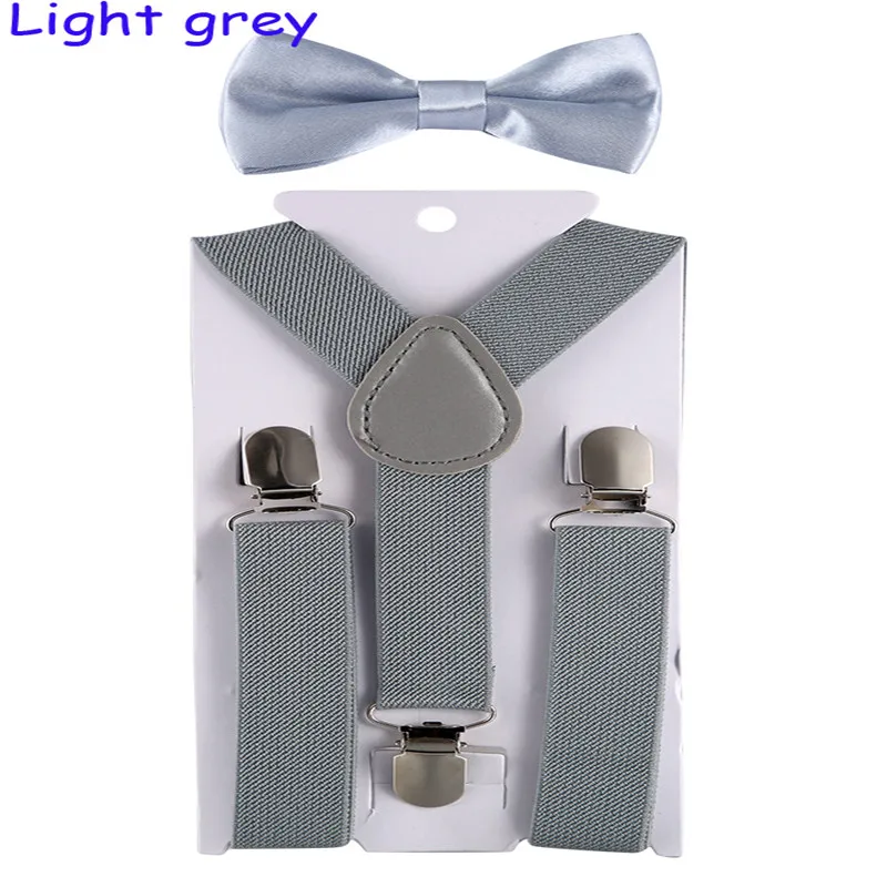 Fashion Kids Suspenders with Bowtie Children Bow Tie Set Boys Braces Girls Adjustable Suspenders Baby Wedding Ties Accessory - Цвет: Light Grey