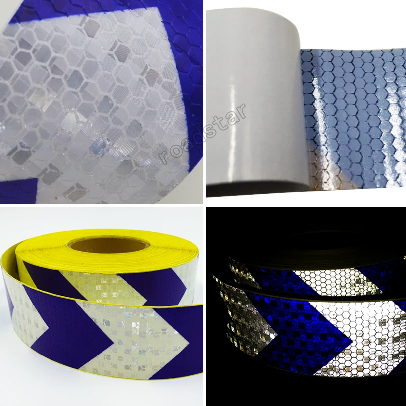 5cmx10m Arrow Safety Warning Conspicuity Reflective Roll Tape Marking Film Sticker for Road Construction Caution sticker