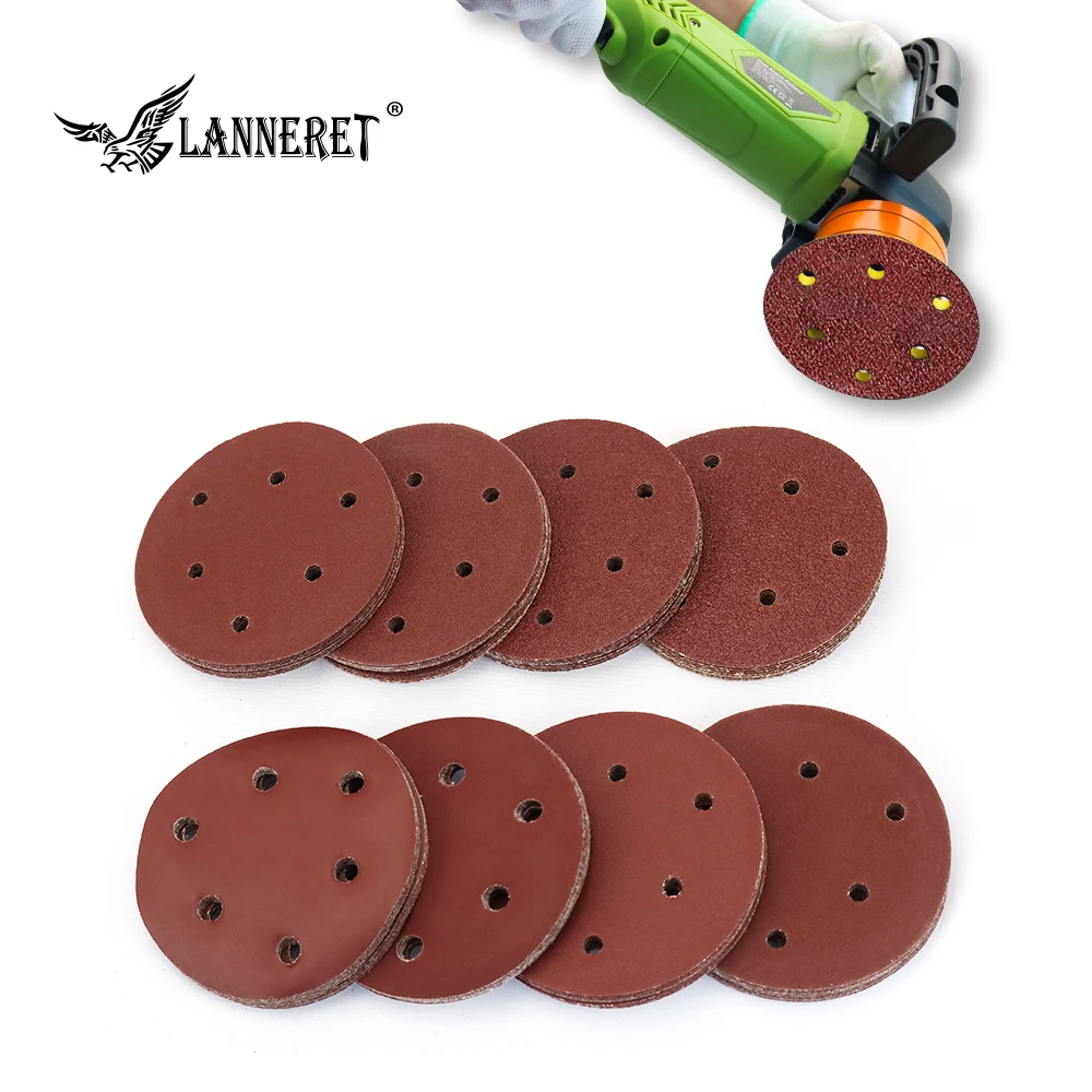 

LANNERET 125MM Polishing Sanding Disc Sandpaper Assorted 40/60/80/120/150/180/240/320 Grit For Power Random Orbit Sander