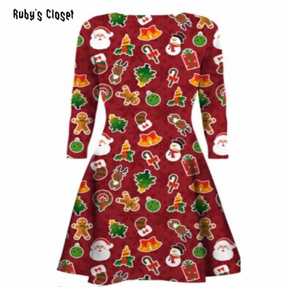 Autumn Women Christmas party dress ladies Fashion snowman deer gift