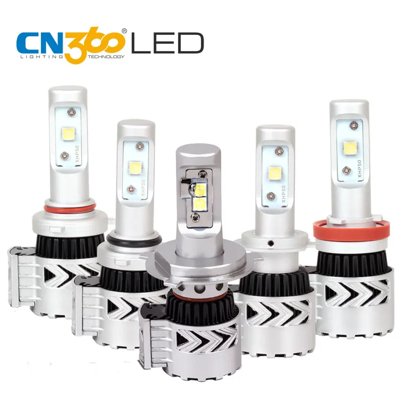 CN360 2 шт. H4 H7 H11 9006 9005 LED новейший XHP50 чип лампы для фар 6000LM налобный фонарь 6000K белый