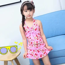 Sunny eva/купальное платье для девочек, юбка для купания, костюм с шортами, купальная одежда с принтом вишни, купальная одежда из двух предметов, Детская Солнцезащитная одежда