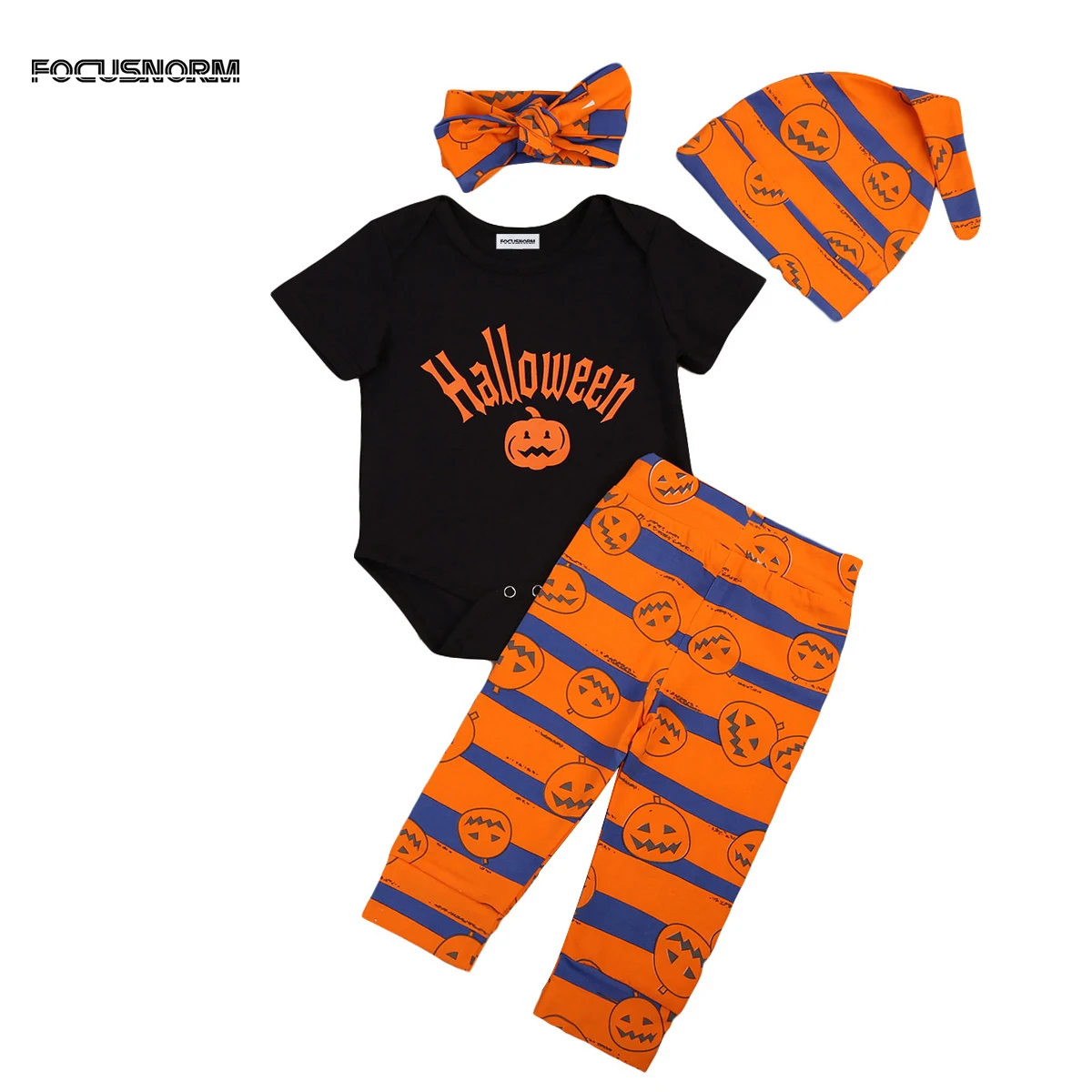 Halloween 3PCS Romper Clothing Set Newborn Baby Boy Girl Trendy Clothes Romper Pants Hat Outfit Set Costume