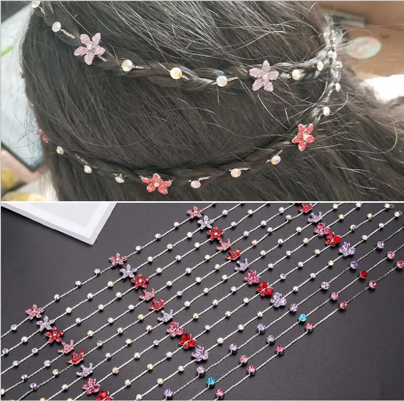 

2019 New Girl Hair Extension Rhinestone Tool Glitter braid hairpin Bridal Wedding Hair Accessories