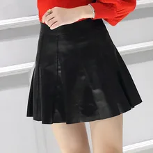 Новая кожаная плиссированная юбка с высокой талией K121