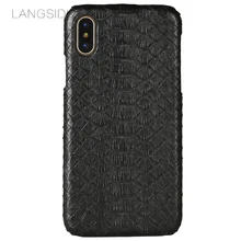 LANGSIDI mobile phone shell For iPhone 8 mobile phone case advanced custom natural python skin Leather Case