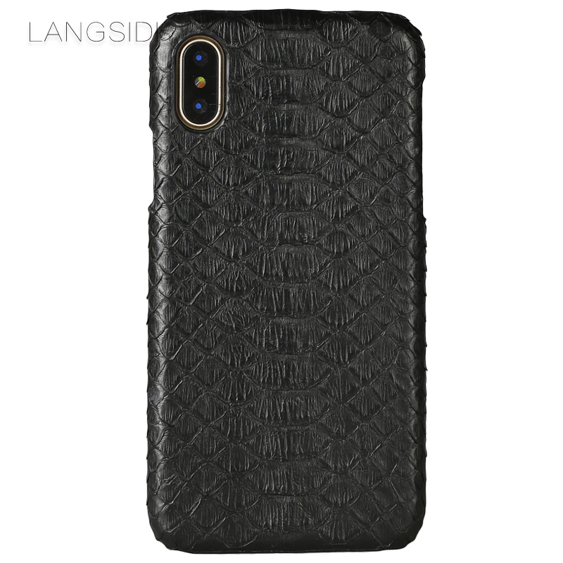 

LANGSIDI mobile phone shell For iPhone 8 mobile phone case advanced custom natural python skin Leather Case