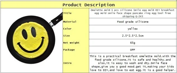 Форма для омлета 1 шт. силиконовая улыбающаяся Яичница форма для завтрака DIY Форма для яиц в форме лица с улыбкой блинное кольцо яйцо инструмент