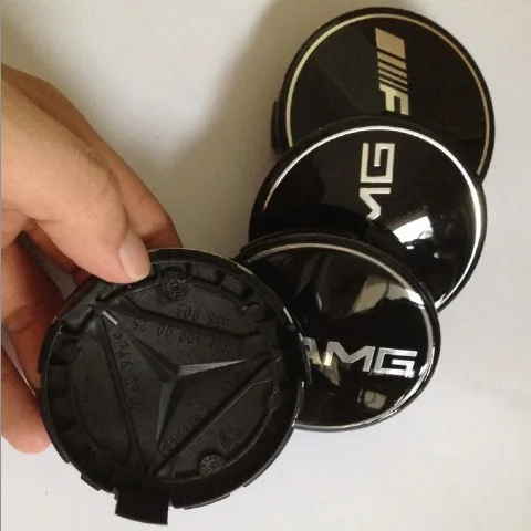 4pcs Black Original 75mm badge ABS car Logo emblem for Aa.Mm.Gg Badge A1714000025 Wheel Center Emblems Hub Cap Cover | Автомобили и