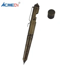 ACMECN 81 г твердая латунная тактическая ручка с бамбуковым узором Ретро многофункциональная шариковая ручка аварийная Самозащита Ручка для кемпинга