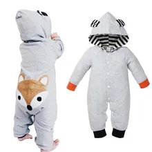 Детский комбинезон; комплект одежды для малышей с рисунком животных; Детский комбинезон с рисунком лисы; платье для маленьких девочек; зимний комбинезон с капюшоном; комплект