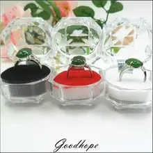 50 шт прозрачный пластиковый акриловый дисплей кольцо коробка, упаковка для ювелирных изделий Кольцо коробка для сережек Свадебная Упаковка Коробка для ювелирных изделий