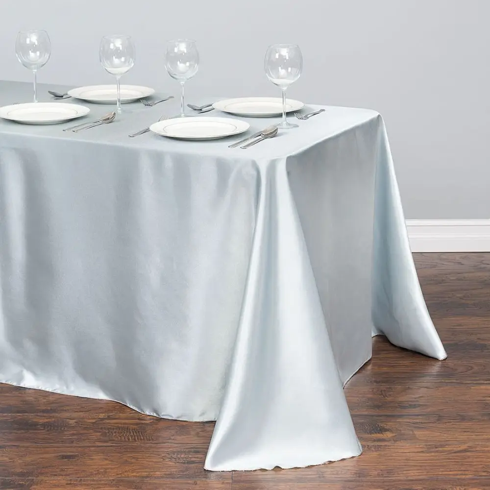 Свадебные Белый сатин Скатерти квадратная скатерть стол накладка для Свадебная вечеринка отель украшения ко дню рождения