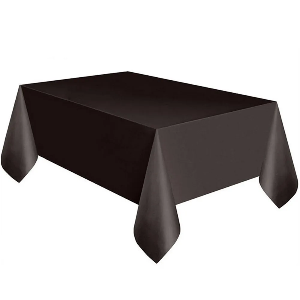 Disposable Plastic Rectangle Table Cover Solid Tablecloth Covers Party Wedding Tablecloth Desk Cloth Wipe Covers Manteles - Цвет: Черный