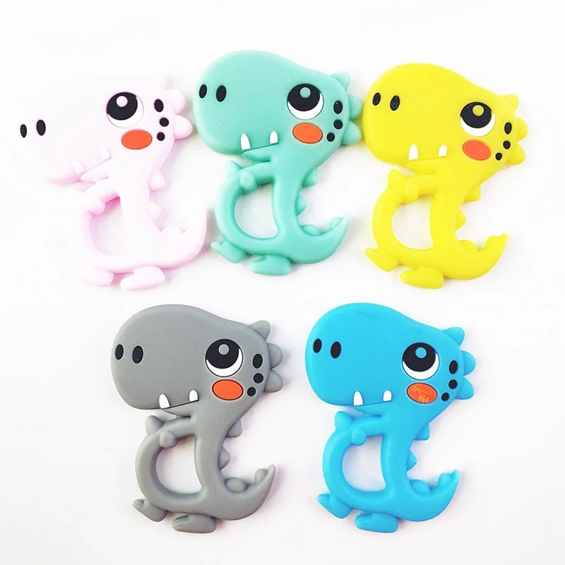 

1Pc Silicone Dinosaur Cartoon Teether BPA Free Baby Teething Pendant DIY Pacifier Chain For Kids Chewing Toy