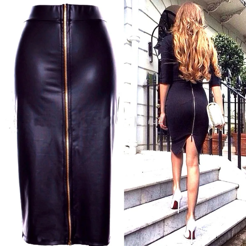 Black pencil skirt zipper back Clearance