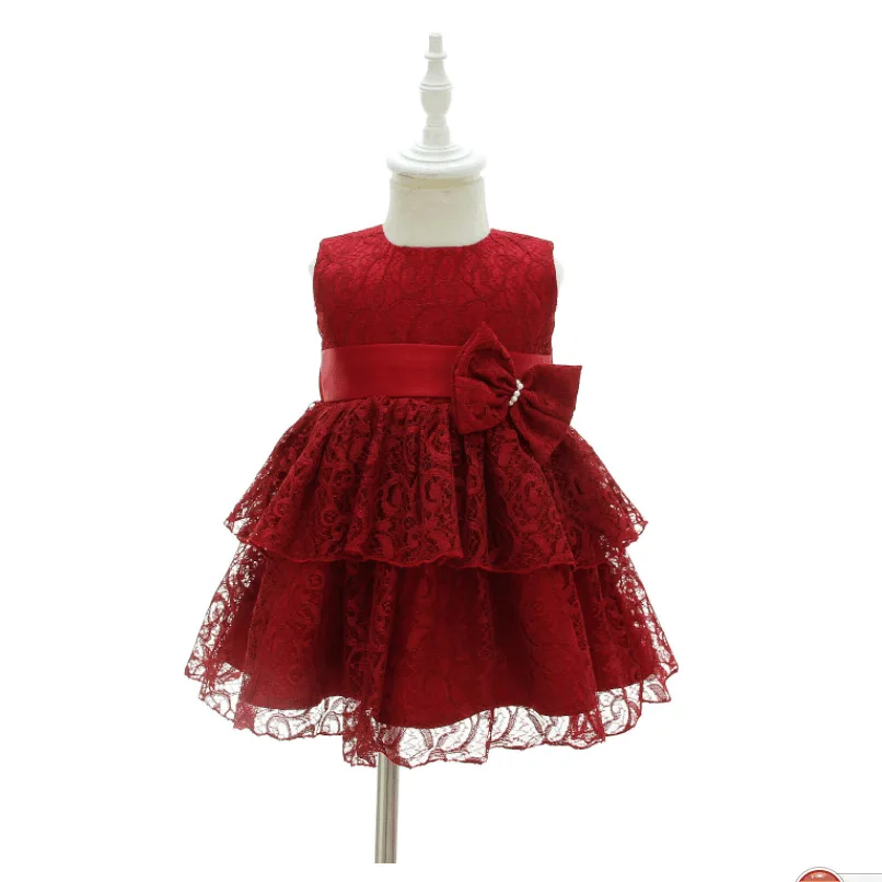 

JKP Baby Girl Hot Lace flower Clothes Dress fashion birthday full moon wine wedding princess dress Kids party occasion LF-21