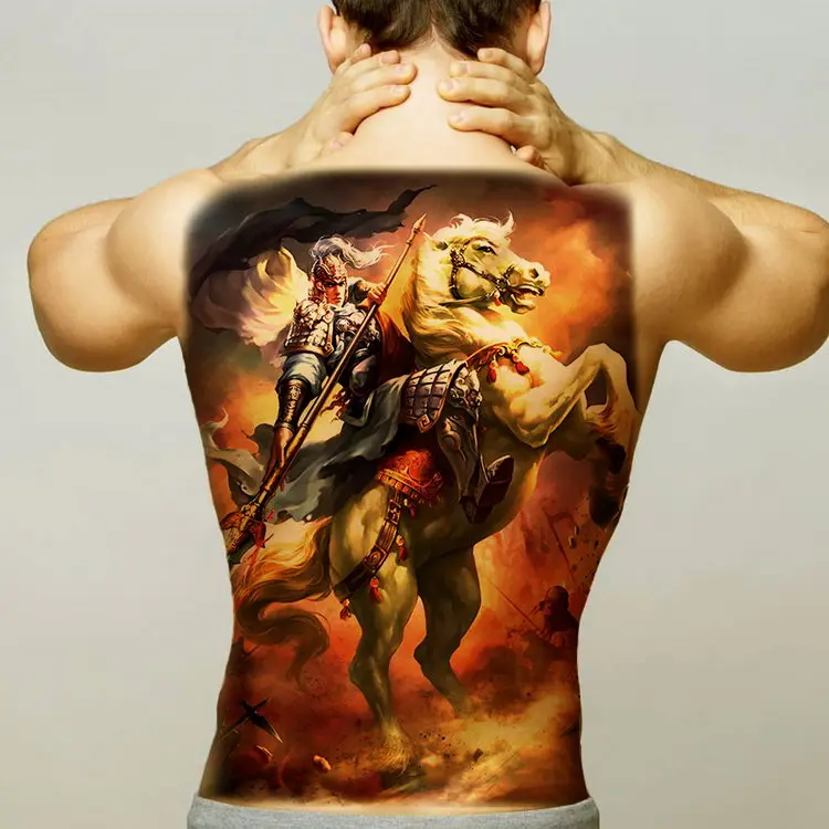 Большая большая полная задняя грудь Татуировка наклейка Гейша Дракон Татуировка Тигр временный боди-арт водонепроницаемый тату для