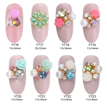 

10pcs flower nail design glitter strass nail art decorations glass decorative tools stones for nails 3d nail jewelry Y716~723