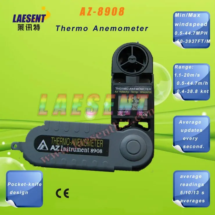 

Good Quality AZ8908 Pocket Anemometer Wind Speed Meter Digital temperature Thermometer,Dropshipping