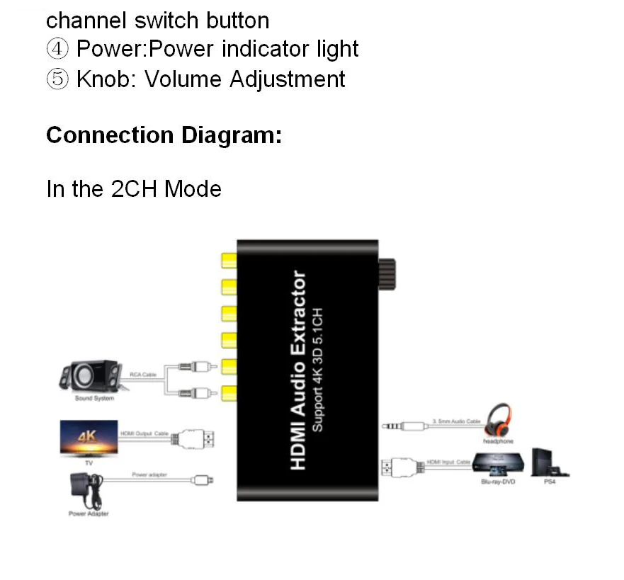 AIXXCO HDMI сплиттер аудио декодер 4K HDMI 5,1 аудио декодер Dolby, hdmi ретранслятор