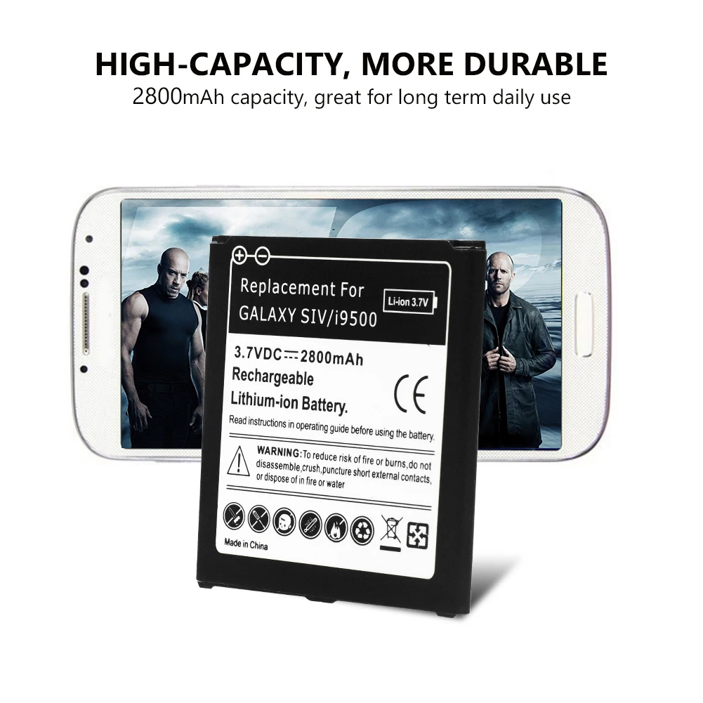 Литий ионный аккумулятор 2800 мАч для телефонов samsung galaxy s4 i9500 Verizon I545 I9295 E330s i9505 i9506