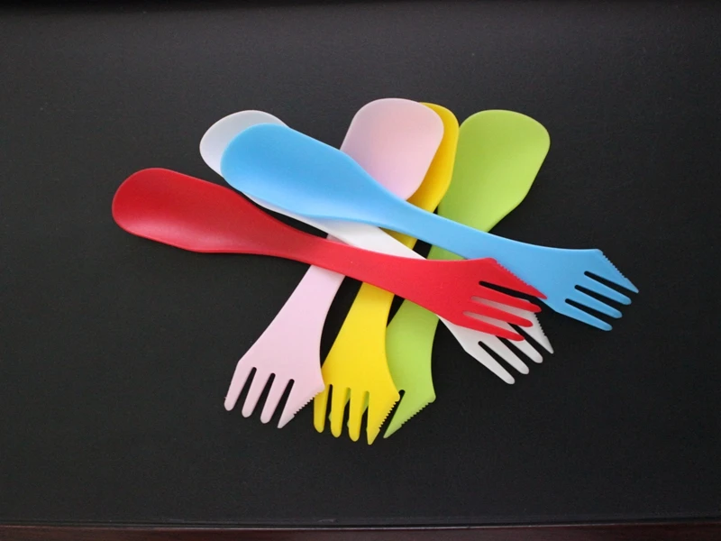 60pcs/lot Free Shipping 6 colors Plastic Spoon Fork Knife Camping