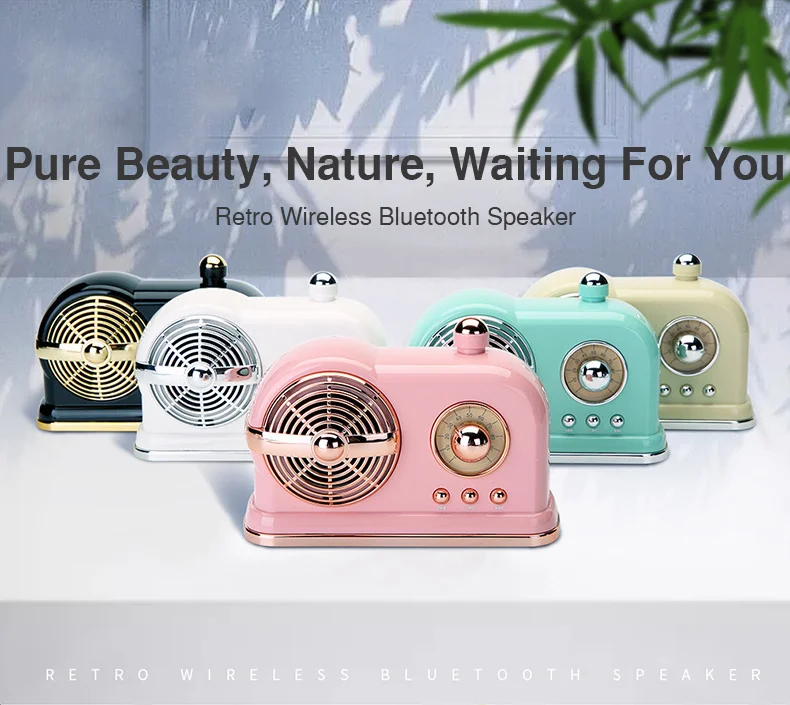 Retro Bluetooth Speaker Portable Wireless Speakers Column Bass Stereo Subwoofer Support TF Card USB disk Music Player (2)