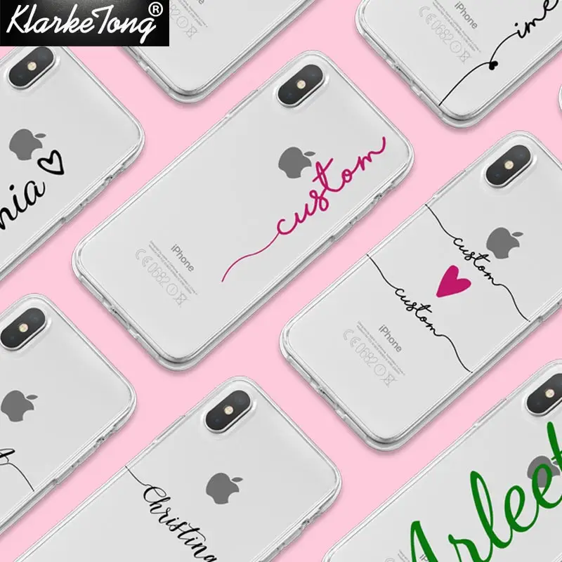 Custom Personalized Name Phone Case for iPhone XS Max XR X 8 Plus 7 6S 6 Clear Slim Customized Cover