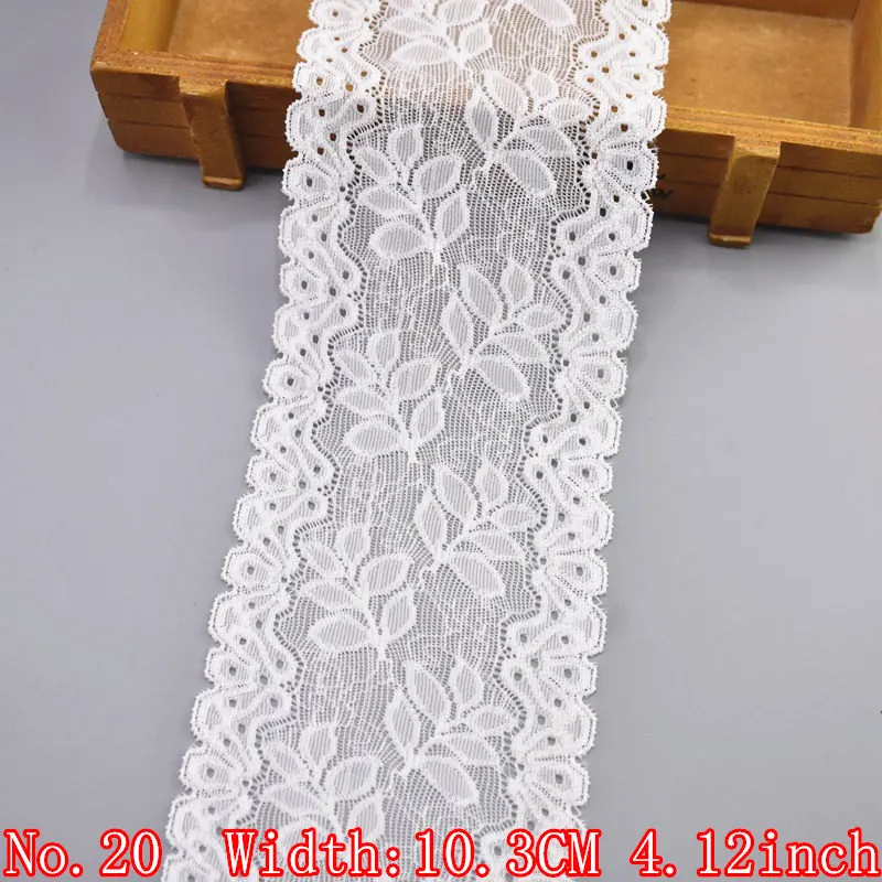 Elastic White Lace Ribbon African Lace Fabric Sewing Elasticity Embroidered Lace Trim Wedding Dress Clothing Accessories Ribbons - Цвет: No20 10.3CM 4.12inch