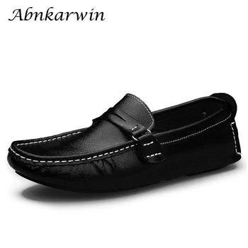 2019 Fashion Soft Leather Driving Shoes Non-Slipper Men Shoes Loafers Casual Leather Breathable Slip On Moccasins Flats Size 48 mabaiwan 2018 new fashion handmade men shoes slipper leather loafers dress wedding shoes men party slip on flats plus size 38 46