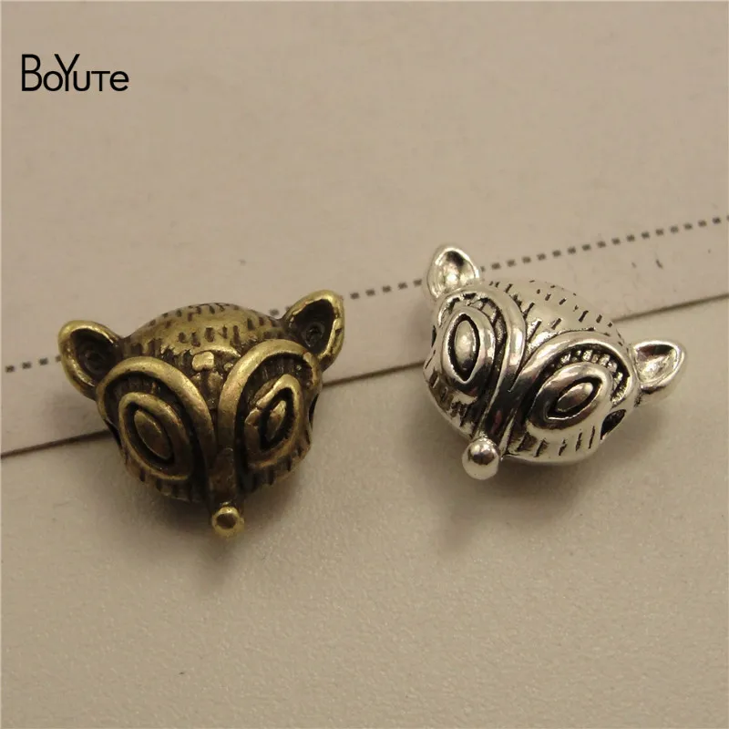 BoYuTe (100 PiecesLot) Metal Alloy Animal Fox Lion Owl Leopard Head Beads for Bracelet Jewelry Making (6)