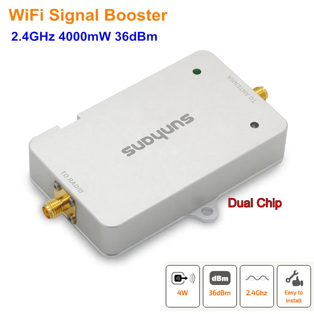 

5 Pieces Sunhans SH24Gi4000 WiFi Signal Booster 4W 2.4Ghz 36dBm Repeater Amplifier Dual chip, For Hotel, Market, Factory use