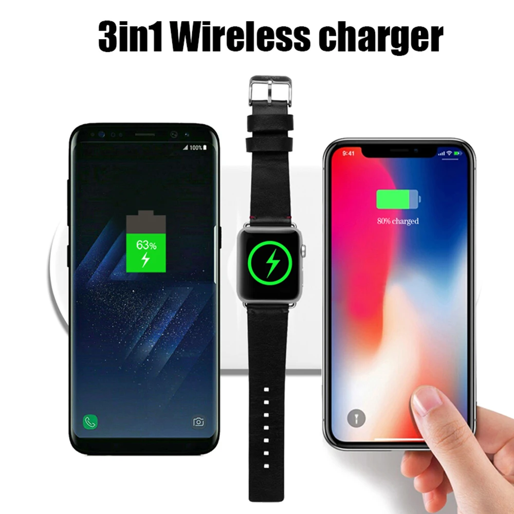 leego For iWatch 1 2 3 QI Wireless Charger For iPhone X 8