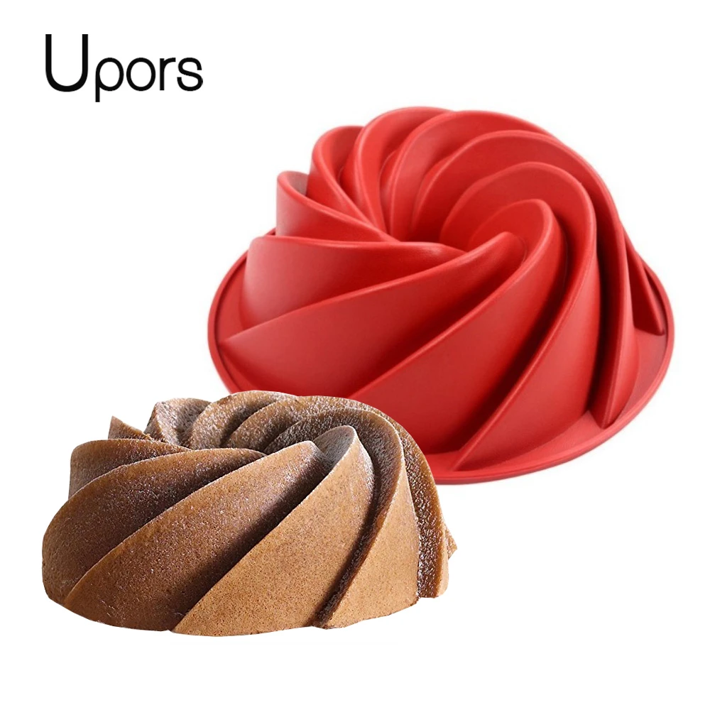 Upors 大スパイラル形状食品グレードシリコーン Bundt ケーキ型パン 3d フルーケーキ型枠パンベーカリーベーキングツール耐熱皿 Baking Tools Bundt Cake Moldcake Mould Aliexpress