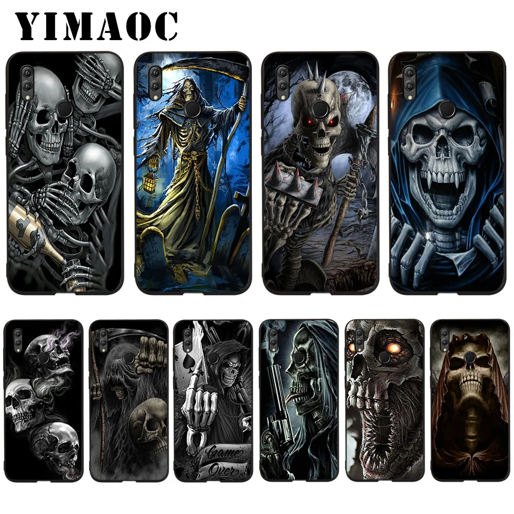 

YIMAOC Grim Reaper Skull Skeleton Soft Case for Huawei Honor Note 10 9 Lite 8C 8X 8 Lite 7X 7A 3GB Pro 7C 6A