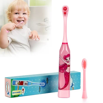 

Cartoon Children Electric Baby Toothbrush Tooth Brush Sonic Electric Brush Teeth With 2pc Double-sided Replacement Heads Kids
