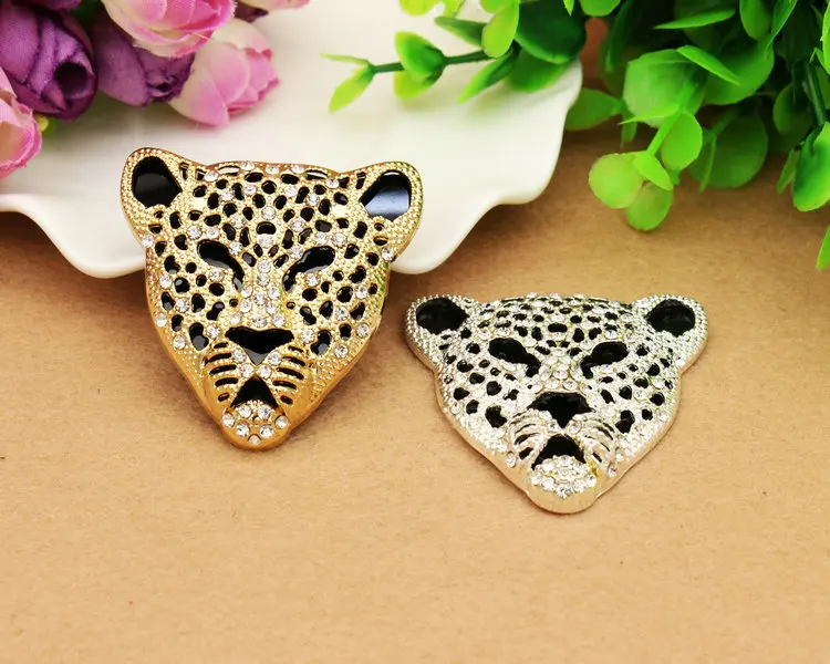 

CJSIR 1Pcs Full Crystal Leopard Alloy Craft Supplies Rhinestone Button Flatback For DIY Phone Jewelry Accessory Decoration