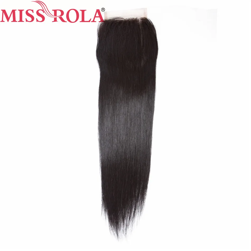 Miss Rola Brazilian Hair Weave Bundles 100% Human Hair Remy Straight Hair Extensions Natural Color 3 Bundles With Closure
