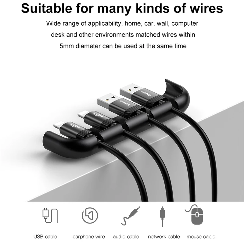 Baseus USB Кабельный органайзер управление Winder протектор провода шнур держатель закаленное Пленка Установка инструмент для iPhone XS Max XR X