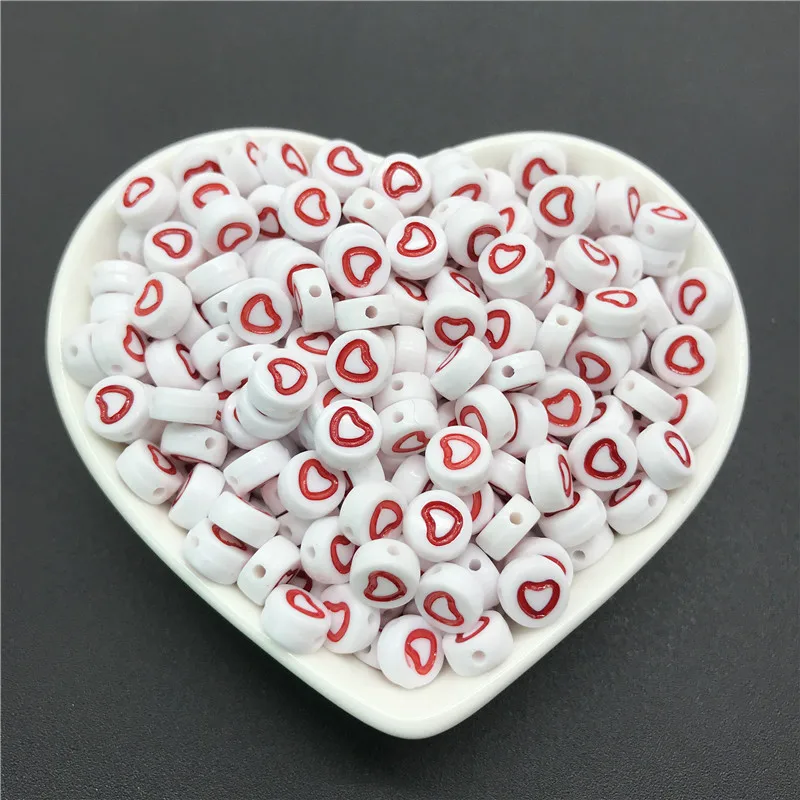 100pcs 4x7mm round letters 26 letters beads multi-color peach heart-shaped spacer beads For bracelet necklace jewelry making