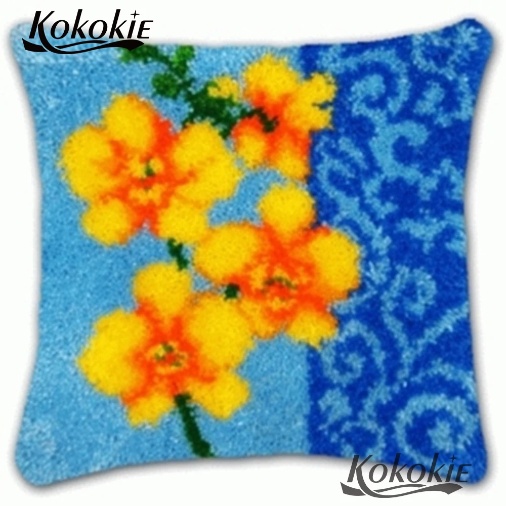 Latch Hook Pillow cross-stitch cushion Crocheting Rug Kits DIY embroider needlework kits Pillowcase Unfinished embriodered mats | Дом и сад