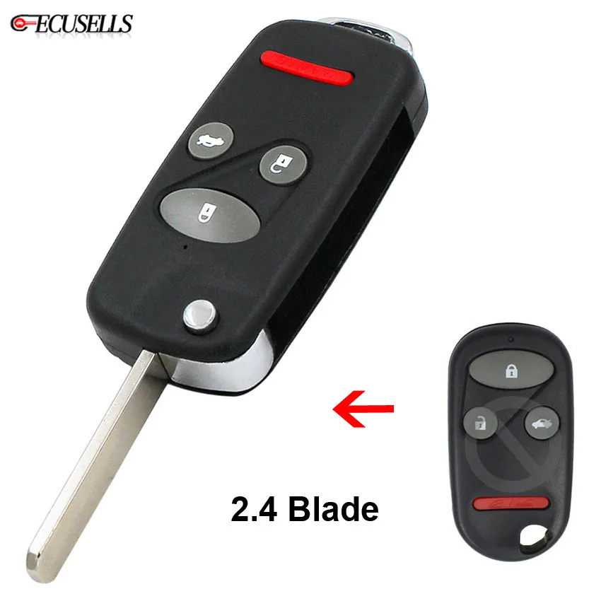 

4 Button Folding Flip Remote Car Key Shell Case Housing with 2.4 Uncut Blade For Honda CRV S2000 Accord Civic Element Pilot
