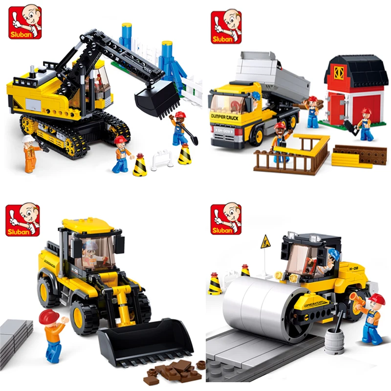 SLUBAN City Engineering Building Car forkler экскаватор строительные блоки набор кирпичи модель дети
