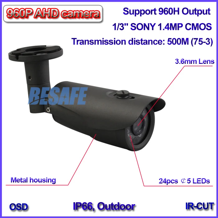 

720P HD Analog camera cctv AHD M L Waterproof security product IMX238 1.4MP Sensor 3.6mm Lens 24pcs LED 960H OSD, free bracket