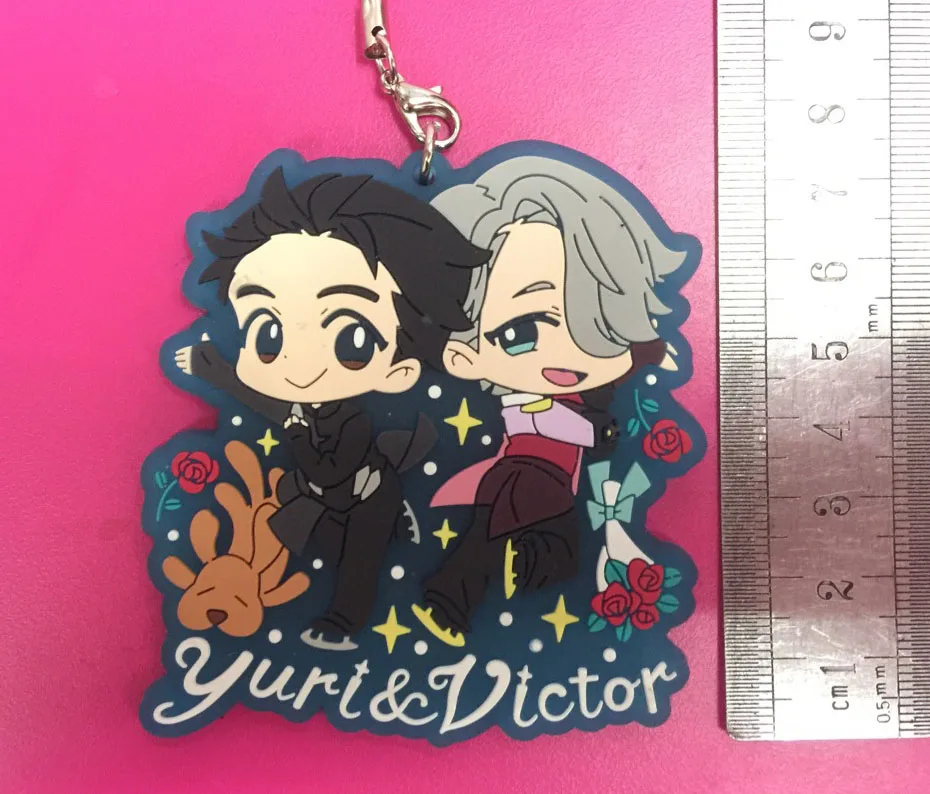 

YURI ON ICE Anime keychain Victor Nikiforov Katsuki JJ Otabek Yuuri Plisetsky Rubber strap/mobile phone charms G899