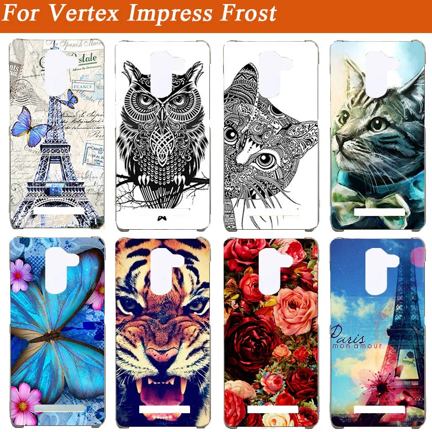 

For Vertex Impress Frost Case Soft Tiger Owl Eiffel Tower Pattern Painted Back Cover For Vertex Impress Frost Cases Fundas Capa